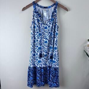 Tommy Bahama Blue Floral Swim Dress Cover-Up Vacation Women's Size Small